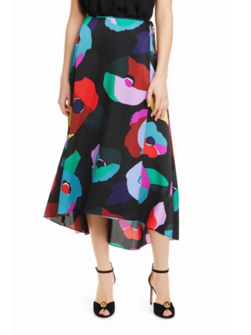 KATE SPADE NEW YORK Skirt - Bold, Abstract "Floral Collage" print - Black Base